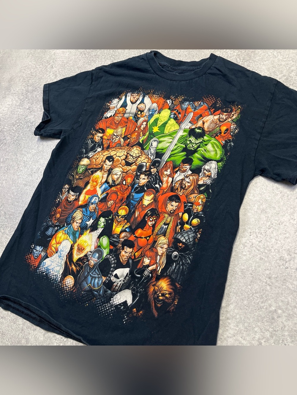 Vintage Y2K Marvel Superhero Characters AOP Civil War Black T-shirt